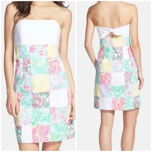 Lilly Pulitzer Franco Patchwork Dress Size‎ 4 Cotton Colorful Bright Print thumbnail 2