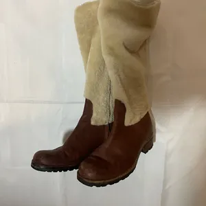 UGG Cream and Brown Heeled Boots vintage Australia Ugg women tall boots thumbnail 2