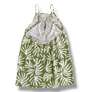 A New Day Tropical Leaf Print Halter Dress Size Large Green & White‎ thumbnail 4