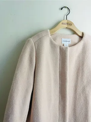 Club Monaco Blush Pink Wool Blend A Line Long Coat Bell Sleeve Large thumbnail 4