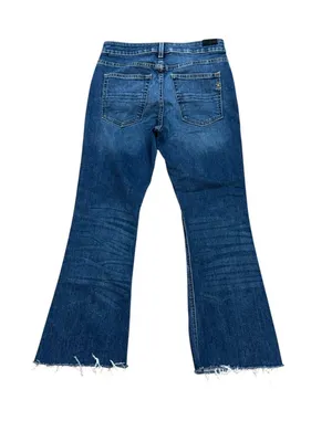 Ariat Premium High Rise Flare Raw Hem Dark Wash Denim Jeans 28R Blue Lake‎ thumbnail 3