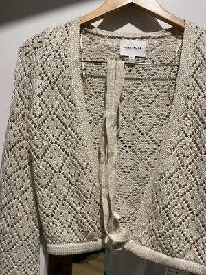 Pink Rose Wrap Sweater Cream S thumbnail 3