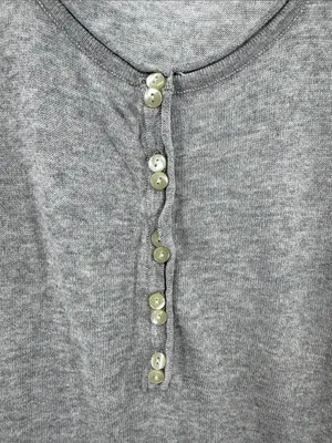 Tex by Max Azria Sleeveless Gray Henley Tank Top S cotton modal neutral layering thumbnail 5