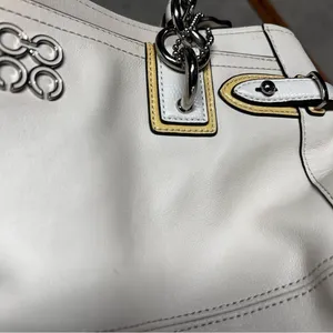 Vintage Coach Cream White Colette Leather Carryall Bag Purse No. J1020-16460 thumbnail 9