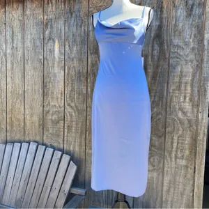 WeWoreWhat Slate Blue Cowl Satin Spaghetti Strap Midi Dress Size 2 thumbnail 7