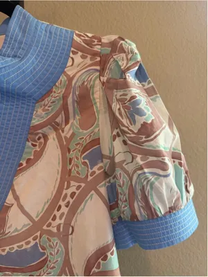 Entro Pattern Print Band Contrast Mini Dress in Mocha Multi Size S thumbnail 5