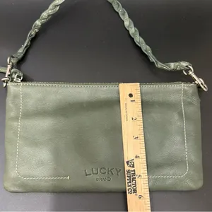 LUCKY BRAND Olive Green Genuine Leather Woven Strap Wristlet Mini Shoulder Bag thumbnail 10