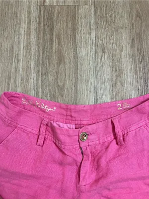 Lilly Pulitzer Bright Pink 100% linen Bermuda Shorts thumbnail 3