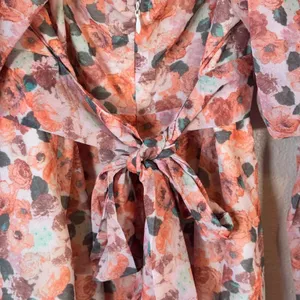 Lena Pink Orange Floral Boho Mini Dress Womens M Balloon Sleeve Spring Baddie thumbnail 10