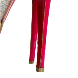 Christian Louboutin Lady Peep Slingback Glitter Pumps Platine Gold Pink Red 36.5 thumbnail 11
