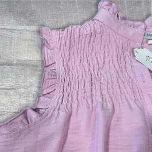 Miss Sparkling NEW Ruffle Sleeveless Top Womens S Smocked Button Yoke Relaxed thumbnail 3