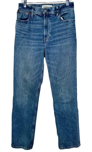 Abercrombie & Fitch 90s Straight Ultra High Rise Blue Denim Jeans Size 25 0 S thumbnail 1
