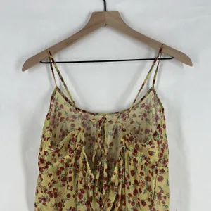 Beach Riot Malia Maxi Dress Womens Large Yellow Floral Back Tie Spaghetti‎ Strap thumbnail 5