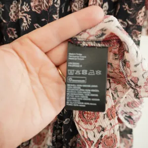 H&M‎ Black Floral Ruffle V-Neck Tiered Midi Dress Boho Cottagecore Fall thumbnail 7