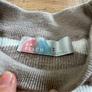 Free People Beach Striped Gray and White Oversized Sweater XS thumbnail 2