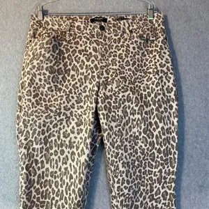 Nine West Gramercy Skinny Ankle‎ Women's Sz 14 Brown Leopard Print Stretch Jeans thumbnail 3