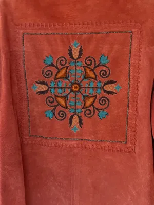 Vintage genuine suede jacket Orange Size XL thumbnail 3