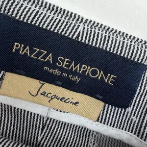 Piazza Sempione Jacqueline Trouser Pants Womens 40 Black White Stripe Career 25" thumbnail 9
