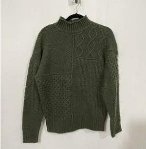 American Eagle Womens Solid Pullover Sweater Green S thumbnail 1