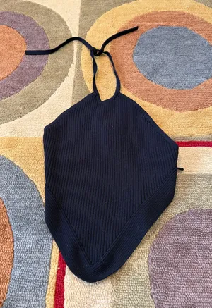 ASTR The Label Black Ribbed Halter Top Low Open Back Women’s Size Medium thumbnail 1