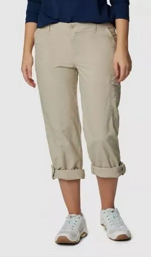 NWT Columbia Womens Size Large Tan Woodland Hills UPF 30 Roll Up Cargo Pants NEW thumbnail 1