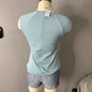 Banana Republic Ribbed High-Crew Top 771407, Bali Blue, S thumbnail 3