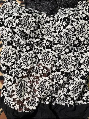 2000s style gothic whimsical bebe black & white floral lace bodysuit thumbnail 5