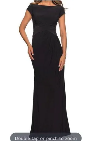 La Femme 28026 Black Twist Front Short Sleeve Dress Size 14 thumbnail 1