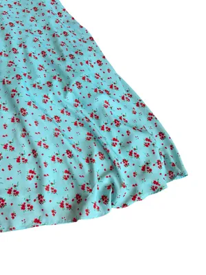 Galon De Blanc Aqua Floral Puff Sleeve Maxi Dress V Neck Ditsy Size 6 Women's thumbnail 6