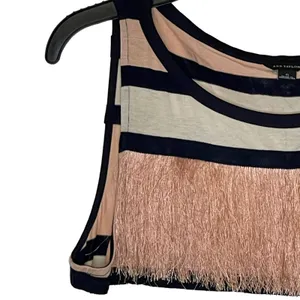 Ann Taylor Women's‎ Tiered Fringe Tank Top Striped Flapper Retro Mod Size Small thumbnail 3
