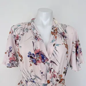 NEW Lovestitch floral midi dress SMALL short flutter sleeves Pockets pink thumbnail 7
