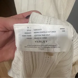 Varley Cream Ribbed Midi Dress with Polo Collar thumbnail 3