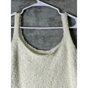 SKIMS Cozy Knit Boucle Lounge Tank Top Bone Cream Fuzzy Soft Stretch S/M thumbnail 3
