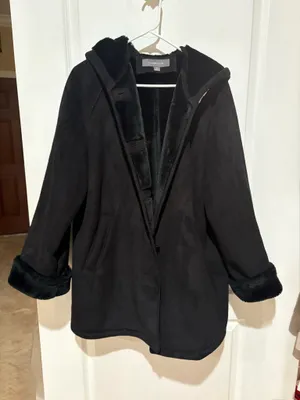 Liz Claiborne Faux Suede/Shearling Hooded 1X thumbnail 1
