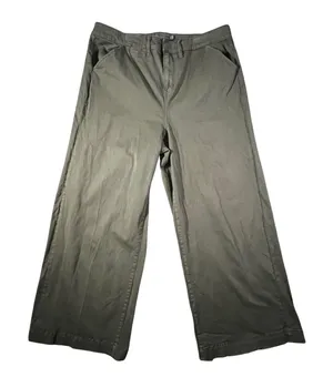 Torrid‎ Wide Leg Crop Pants Womens 20R Olive Green High Rise Stretch Cotton thumbnail 1