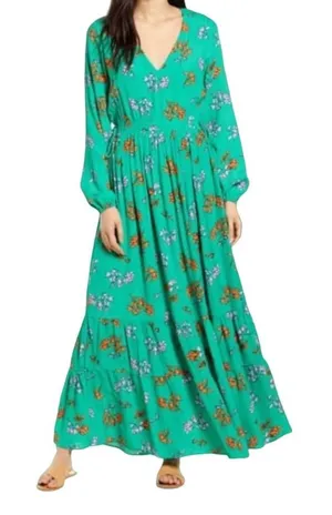 New!‎ Lost + Wander Get Lucky Green Long Sleeve Maxi Dress Sz Small thumbnail 1