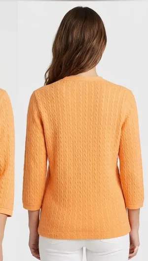 Lauren Ralph Lauren Women's Cable Knit 3/4 Sleeve V-Neck Cardigan Top Size Large thumbnail 1