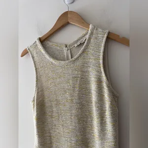 Loft Fit‎ and Flare Mini Tweed Flare Light Yellow Ivory Dress thumbnail 3