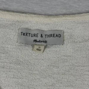 Madewell Texture & Thread Cream Cotton Front Tie V-Neck Short Sleeve Top J8537 M thumbnail 2