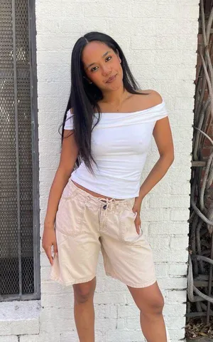 Cream Merona shorts with adjustable drawstring waistband thumbnail 1