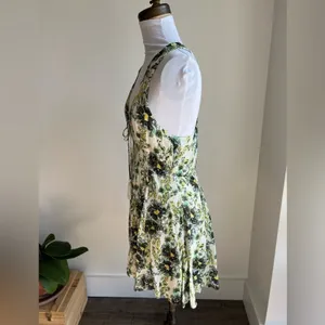 Free People Washed Ashore Floral Print Mini Dress Boho Ivory Green Women Size M thumbnail 7