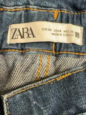 ZARA High Rise Paperbag Denim Shorts Blue Size 8 thumbnail 7