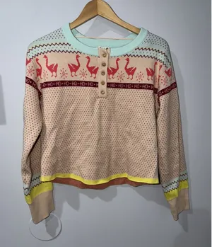 Free People Dream Whispers Sweater Flock Tales Christmas Xmas Sz L thumbnail 1
