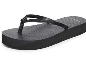 Tory Burch NWT  Thin leather Strap Black Platform Flip Flop NIX 6 thumbnail 1