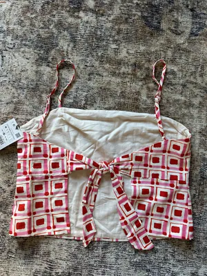 Zara Printed Linen Tie Back Tank thumbnail 2