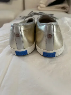 Keds Square Toe Mary Jane Leather Mini Bow, Silver, Size 8, NEW no tags Display thumbnail 8