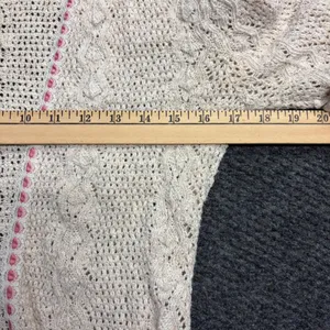 Vintage Style Crochet Knit Cardigan and Camisole Set Beige Pink Ribbon Trim thumbnail 7