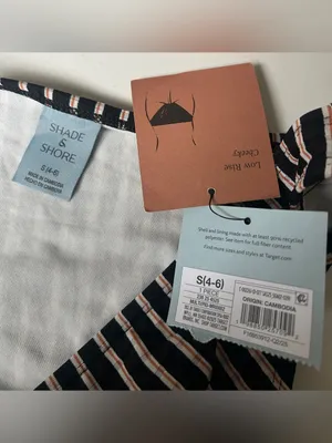 Shade & Shore Low Rise Cheeky Striped Swim Bottoms Small NEW thumbnail 4