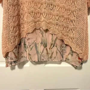 V‎ Christina Crochet Knit Scalloped Hem Sweater Peach Orange Size XL thumbnail 4