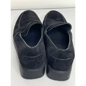 Stuart Weitzman Schooldays Black Suede Penny Loafers Wedge 8.5 Spain thumbnail 6